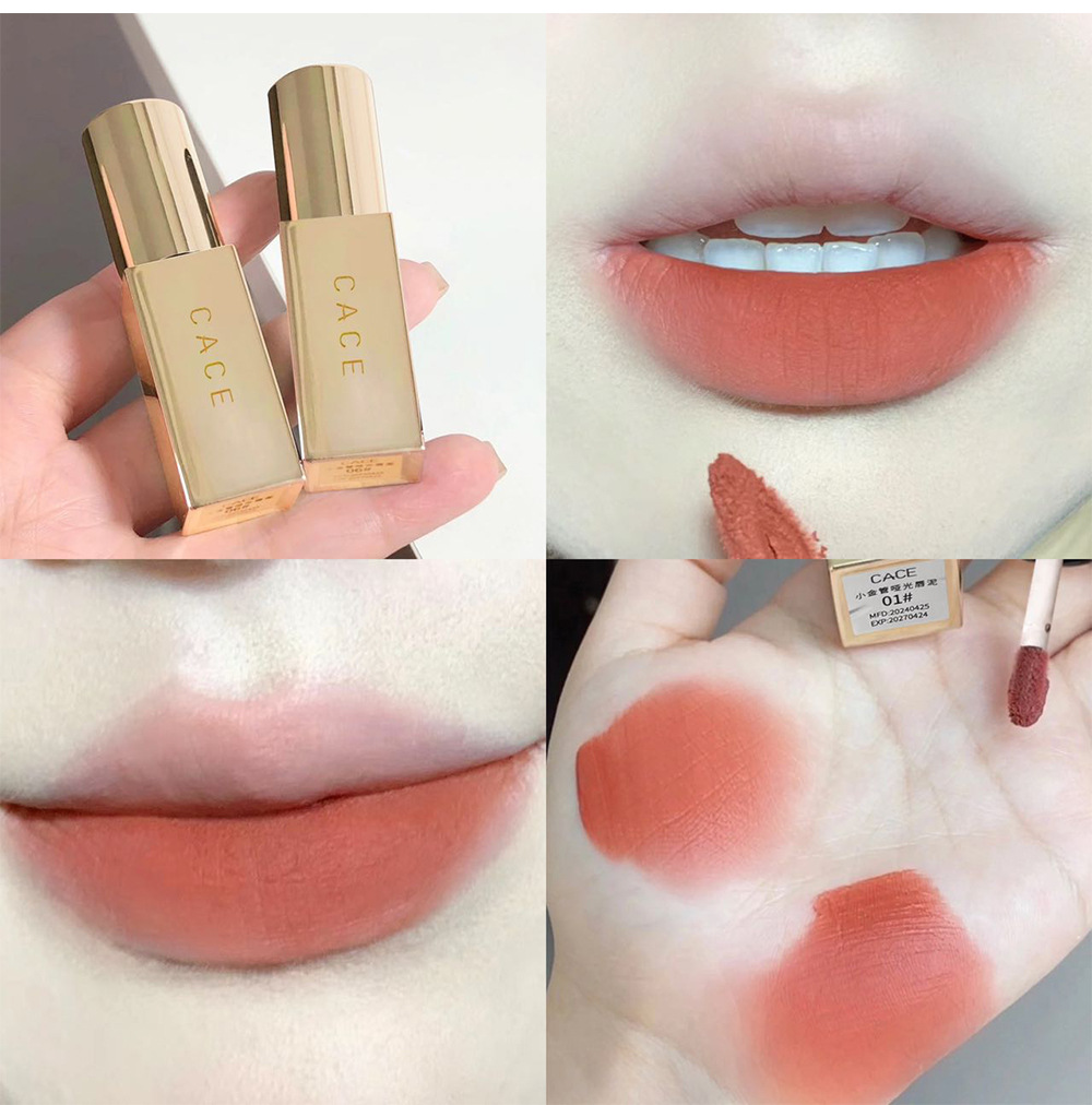 CACE Little Gold Tube Matte Lip Paste Soft, misty and smooth, low-saturation milk coffee versatile color, natural whitening makeup wholesale undefined