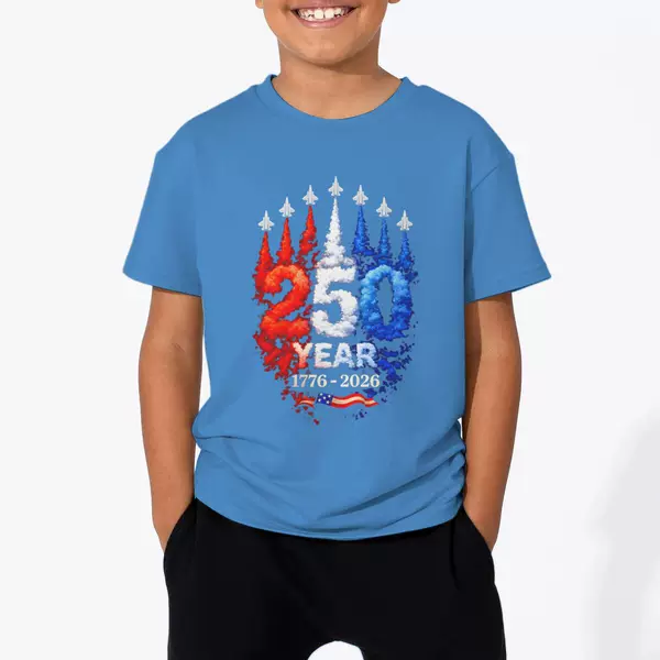 Usa American Independence Day Printed Fashionable Kidsren's Short-Sleeved T-Shirt Cross-Border Summer Casual Round Neck Soft Top