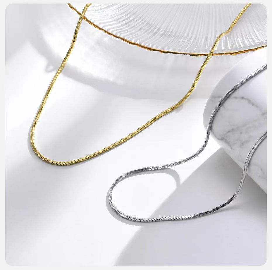 Minimalist Trendy Snake Necklace, Fashionable Versatile Accessory For Both Men And Women, Stainless Steel High-end_voghion.com