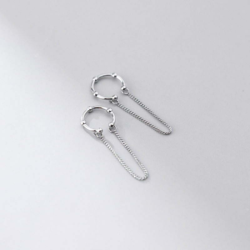 Eloch s925 clip de orejas de plata para mujeres estilo coreano simple cadena sin agujeros de orejas clip de hueso de orejas temperamento pequeño auriculares G8655