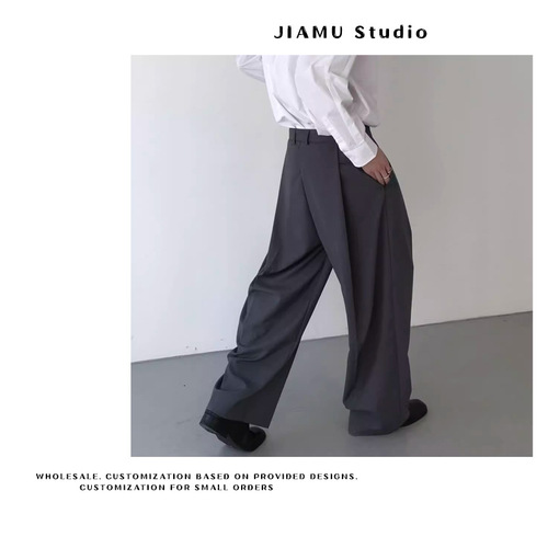 JIAMU American-style baggy deconstructed patchwork casual men's spring streetwear high-end sense straight-leg pants