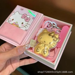 ゴールドハローキティ猫ストラップゴールドキーホルダーkt猫バッグチャームストラップお土産