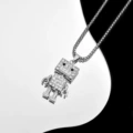 Full rhinestone robot + 3.0*70cm pearl chain