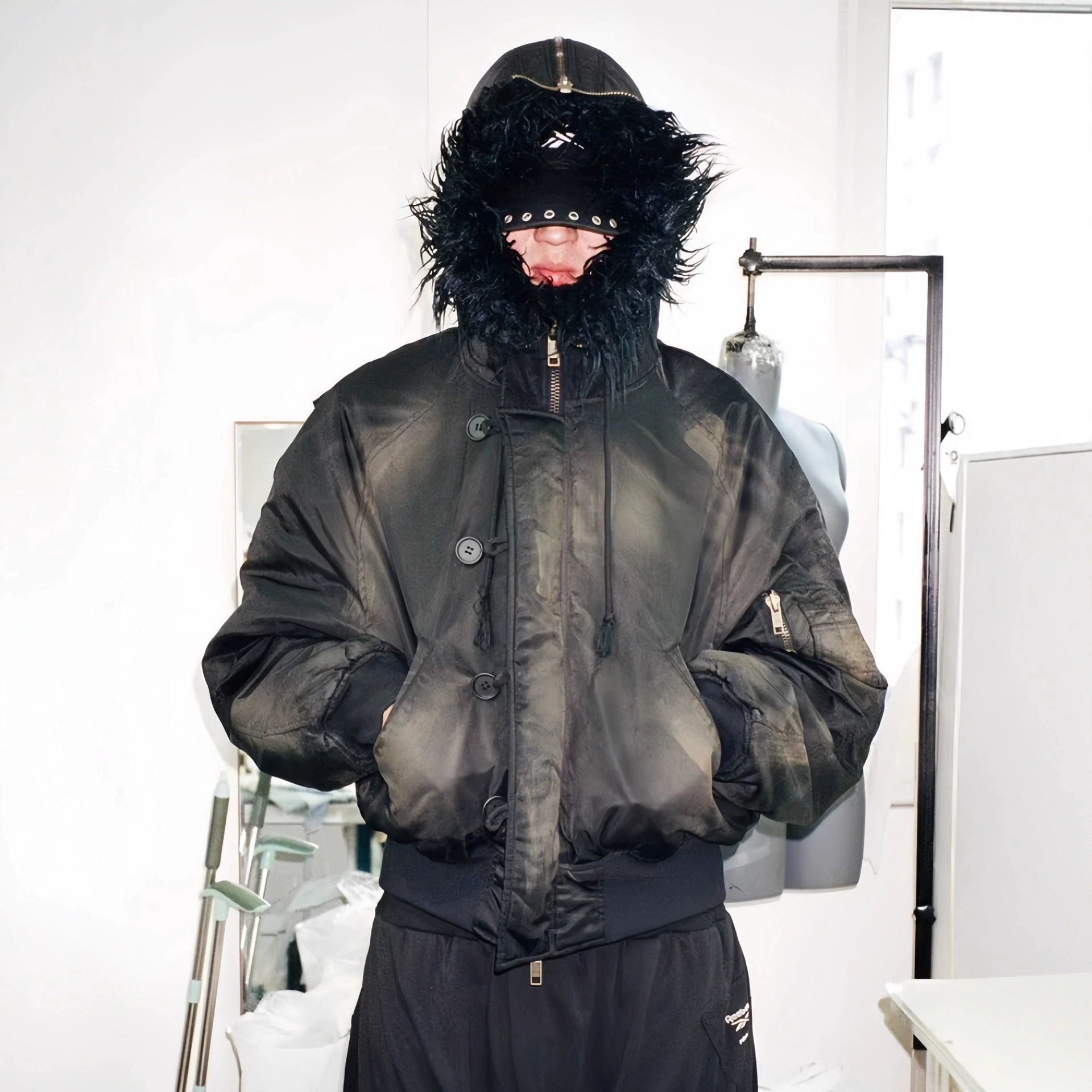 GRAILZ FK冬季加厚美式高街潮牌做旧毛领设计感连帽vibe男女棉服