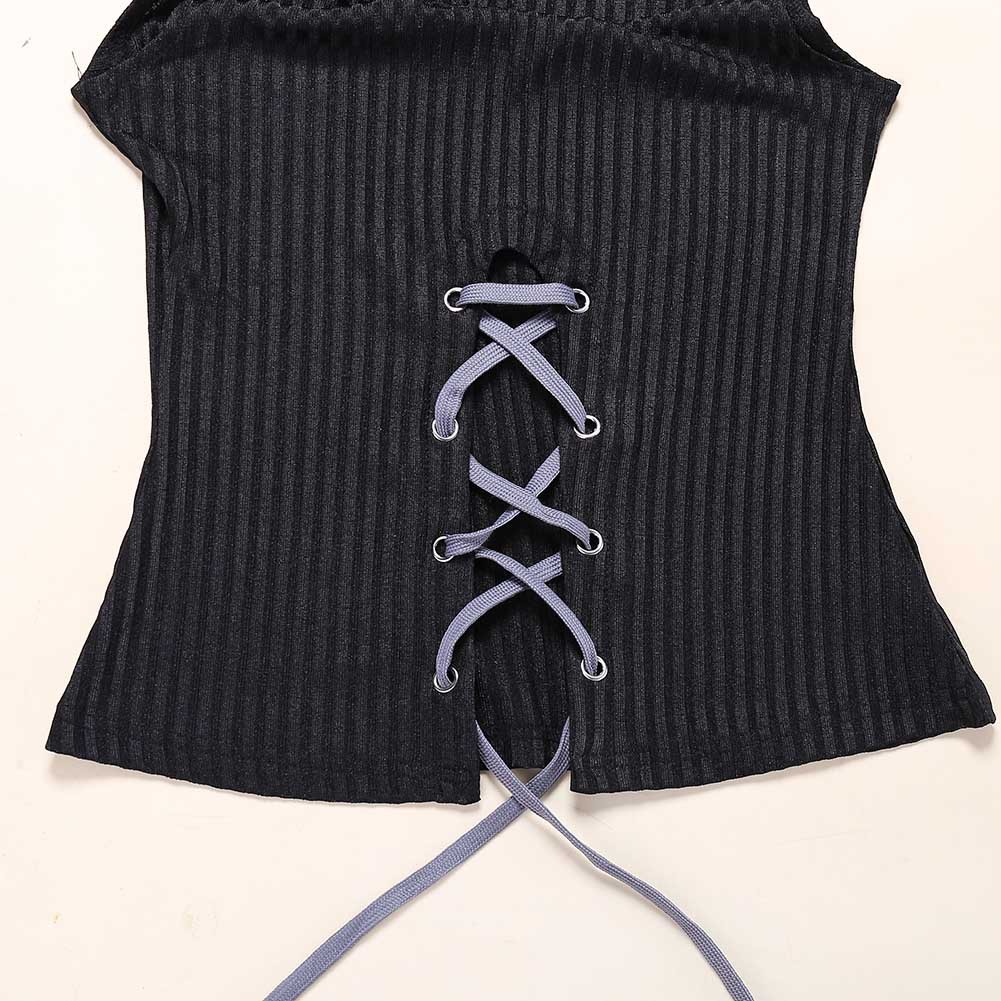 wholesale clothing Nihaostyles Slim Knit Sleeveless Top Hollow Band High Neck Vest NSGMY65825