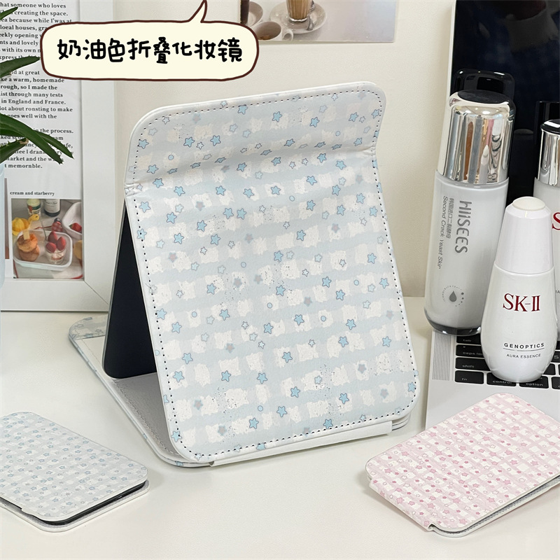 Espejo de maquillaje de escritorio estrella de dibujos animados pequeño espejo plegable portátil de viaje espejo de maquillaje espejo de maquillaje simple