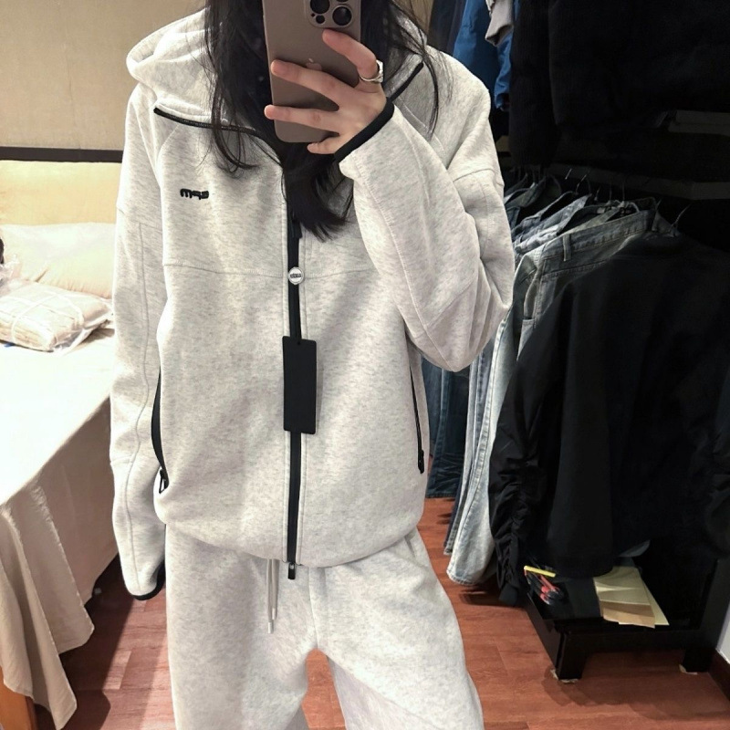 美式设计感修身拼色连帽卫衣女秋冬季2025新款ins辣妹印花上衣服|undefined