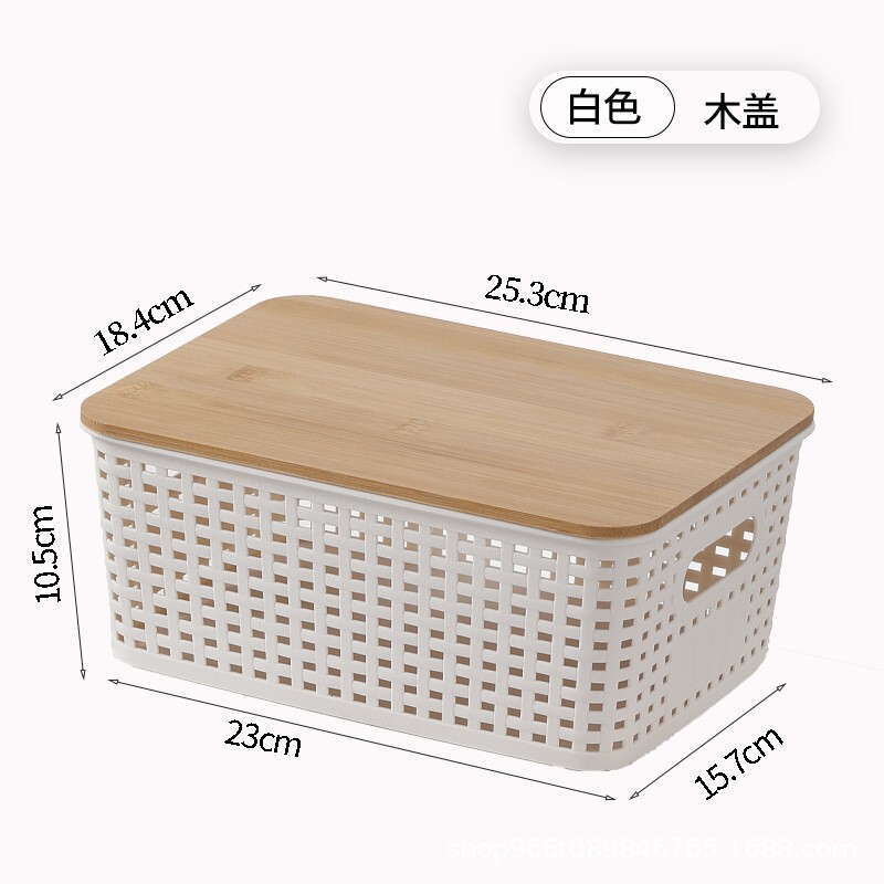 プラスチック中空織物収納バスケットおもちゃ本デスクトップチェック柄竹カバー付き積み重ね可能な収納バスケット卸売|undefined