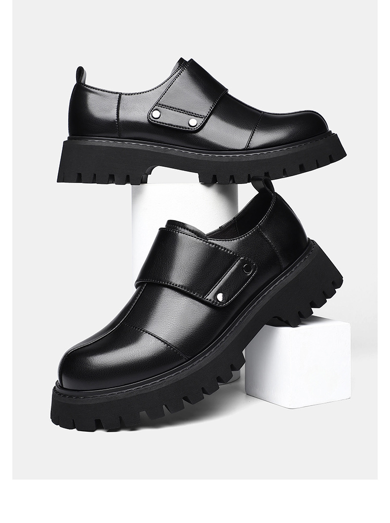 Men's Leather Shoes, New Autumn Model, British Style Casual Workwear, Thick-soled, Height-increasing, Large-toe Shoes_vogvips.com