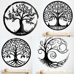 Cross-Border Metal Craft Line Art Tree of Life Iron Wall Decoration Wall Hanging Living Room Bedroom Creative Wall Hanging