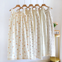 吊带睡裙女夏季新款睡衣纯棉纱布性感长款连衣裙夏天家居服