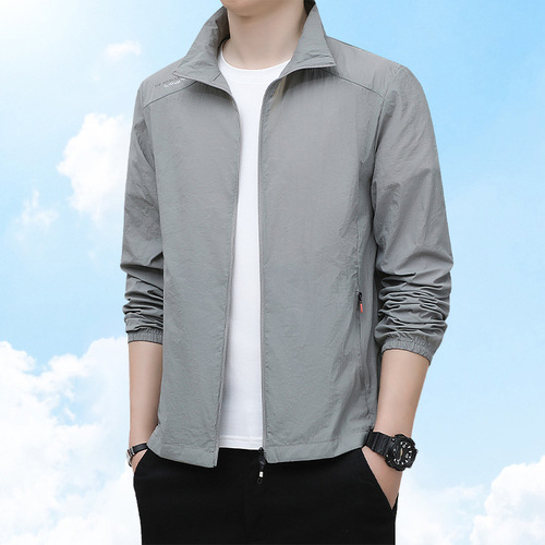 Summer thin clothing summer thin ice silk jacket plus size casual outdoor sun protection top men's casual jacket