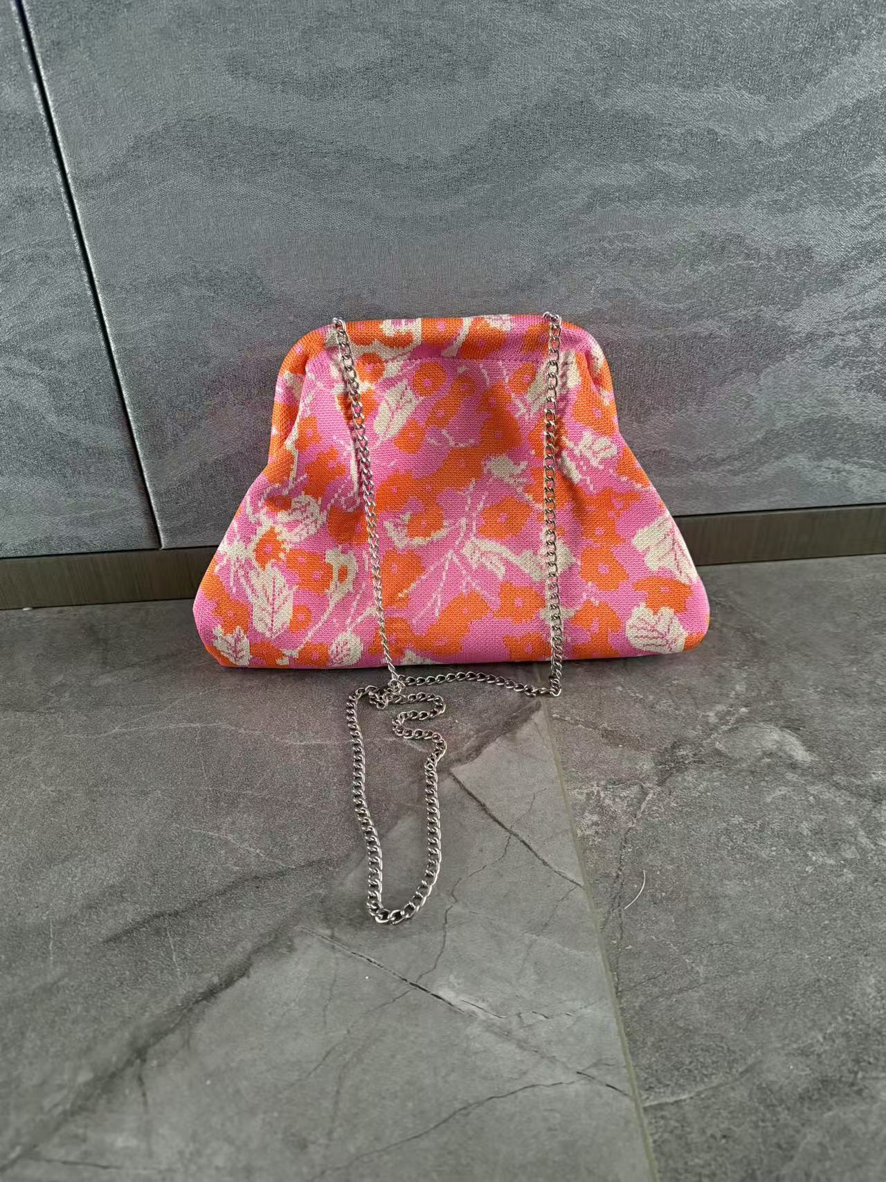 Ditsy Floral, Color Block Pattern Polyester Ditsy Floral Color Block Shell Clutches