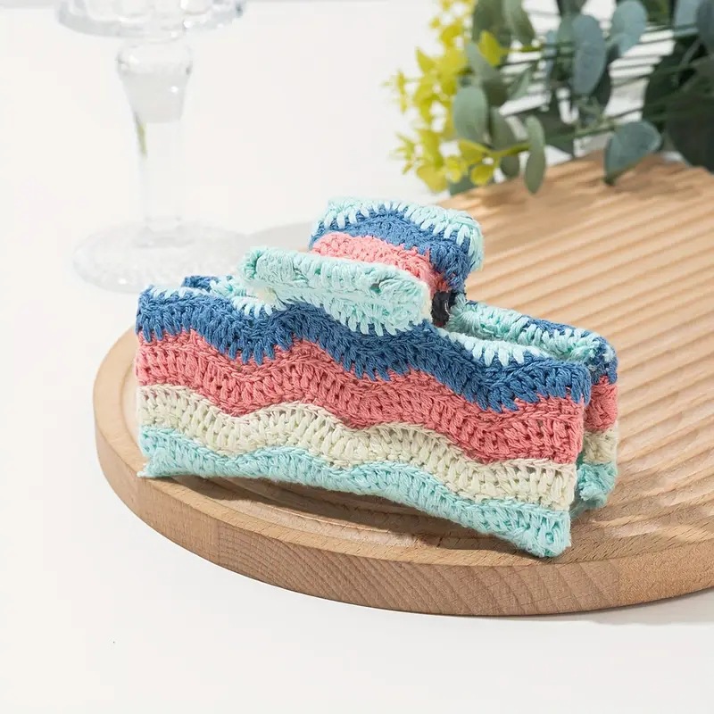 66g Weight Hair Claws Hair Accessories Type 1 Piece Quantity Knit Material Waves, Flower, Strawberry Pattern All Seasons Season Women's Gender Vacation Style Vacation Classic Style Women's Flower Knit Hair Claws 7