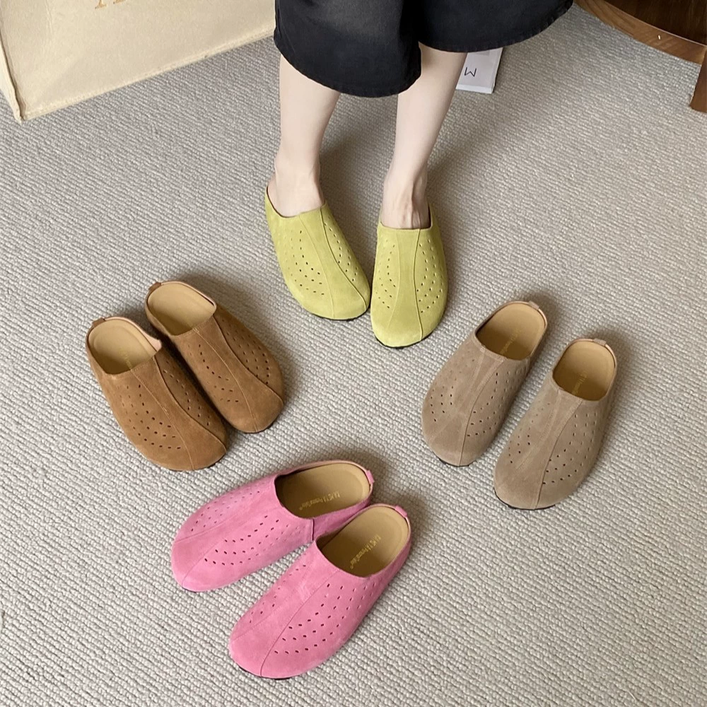 Женские туфли в стиле Birkenstock на толстой подошве для активного отдыха, новые винтажные бархатные закрытые мюли весна-осень 2025 года.