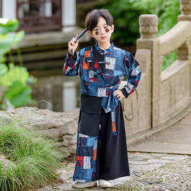新中式中国风时尚洋气唐装春秋季古风新品上新痞帅男童汉服表演服