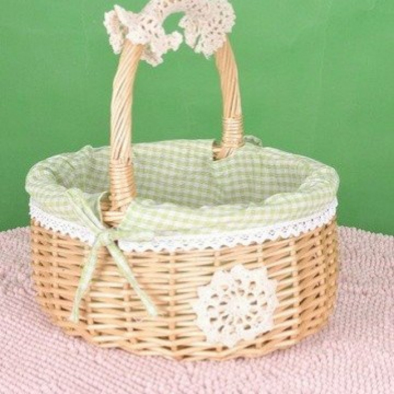 Cestas de bambú de vid de trenzado cestas de picnic cestas de almacenamiento cestas de frutas de trenzado cestas pastorales con cubierta de mesa