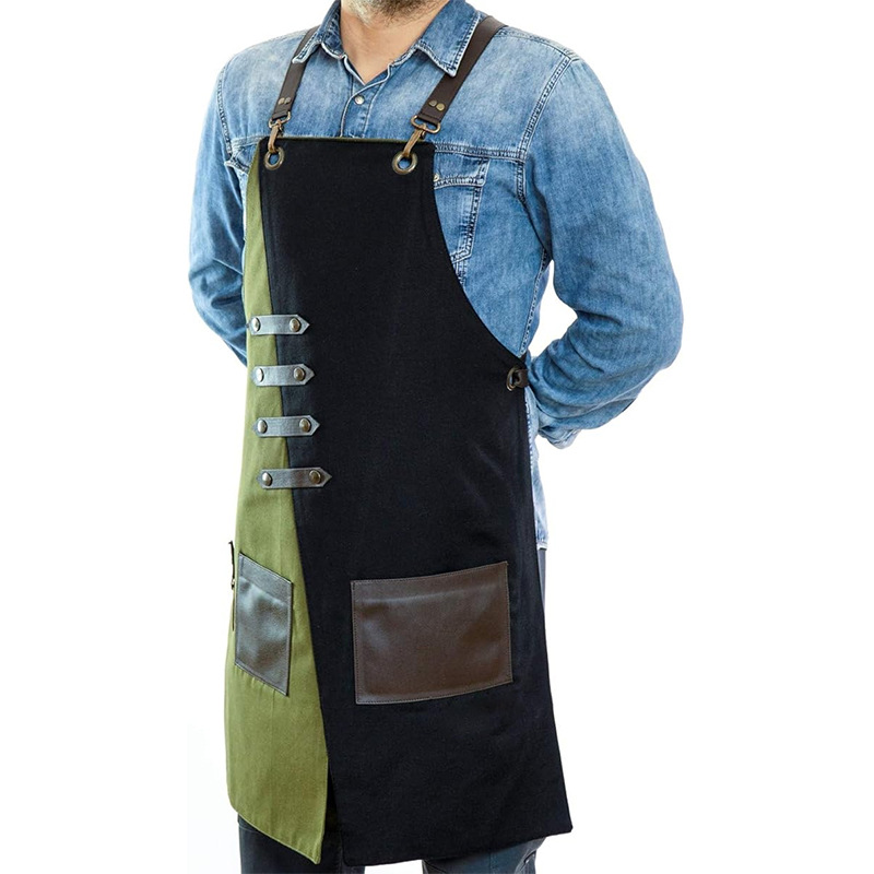 Delantal de lona transfronterizo logotipo personalizado a juego color contraste cintura floral barbero ropa de trabajo delantal de casa al por mayor