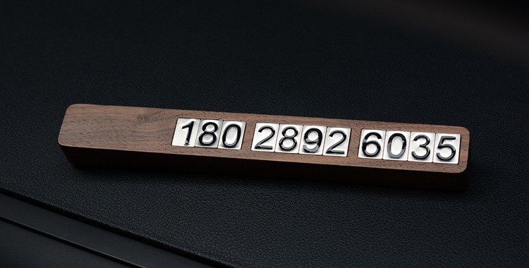 Redwood Car Moving License Plate Solid Wood Creative Temporary Parking Plate Telephone Number Plate High-end Car Moving License Plate Sunscreen