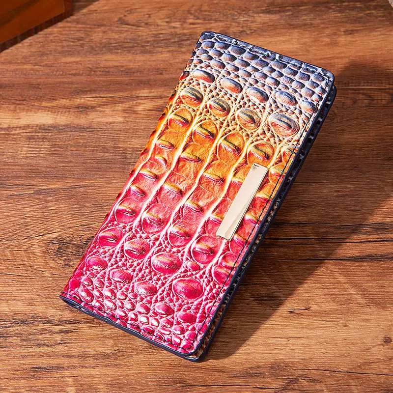 时尚欧美复古新款多色女士钱包手拿包鳄鱼纹婆罗门钱包跨境亚马逊