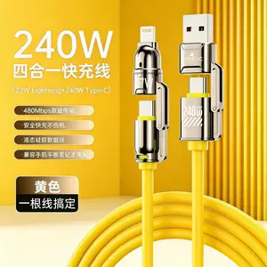 Apple Type-C Huawei Oppo Xiaomi Honor üçün 4-ü 1-də sürətli şarj kabeli, avtomobil şarj cihazı