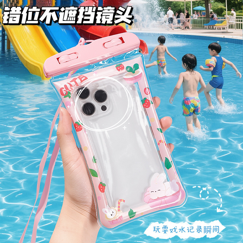 タッチスクリーン付き旅行用携帯電話防水バッグ、水泳、温泉、ラフティング、防水密封されたダイビングホルターネックエアバッグ携帯電話ケース|undefined