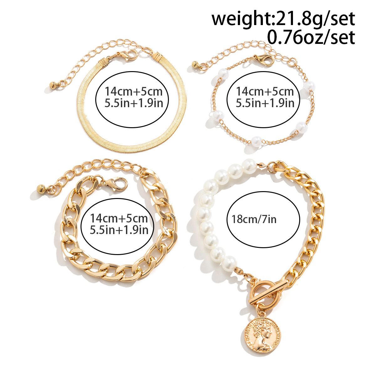 37g Weight Bracelets Classification 1 Set Quantity Holiday, Daily Occasion Imitation Pearl, Alloy Material Heart Shape Pattern Unisex Gender Irregular, Plating Design Lady Heart Shape Imitation Pearl Alloy Wholesale Bracelets 15