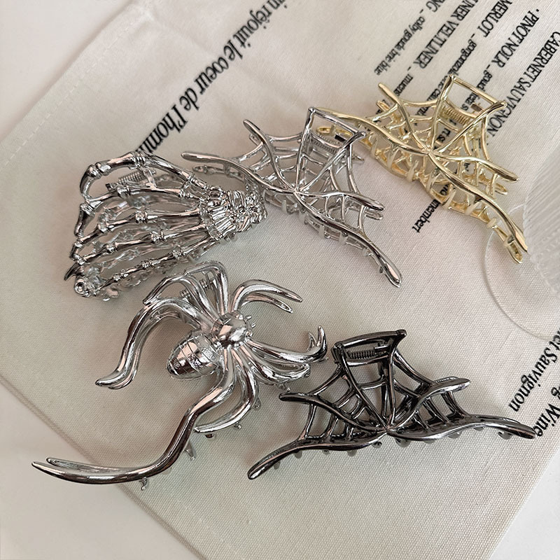 80g Weight Hair Claws Hair Accessories Type 1 Piece Quantity Halloween IG Style Women's Spider Spider Web Skull Claw Alloy Plating Hair Claws
