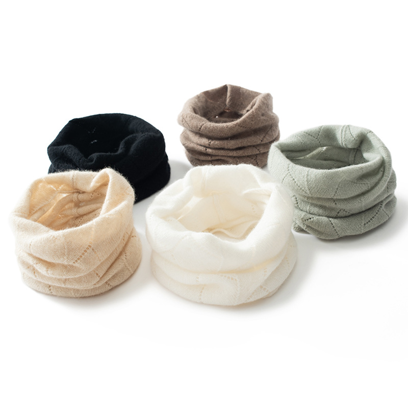 秋冬薄款山羊绒脖套女简约百搭保暖防寒护颈椎高级感镂空针织围脖