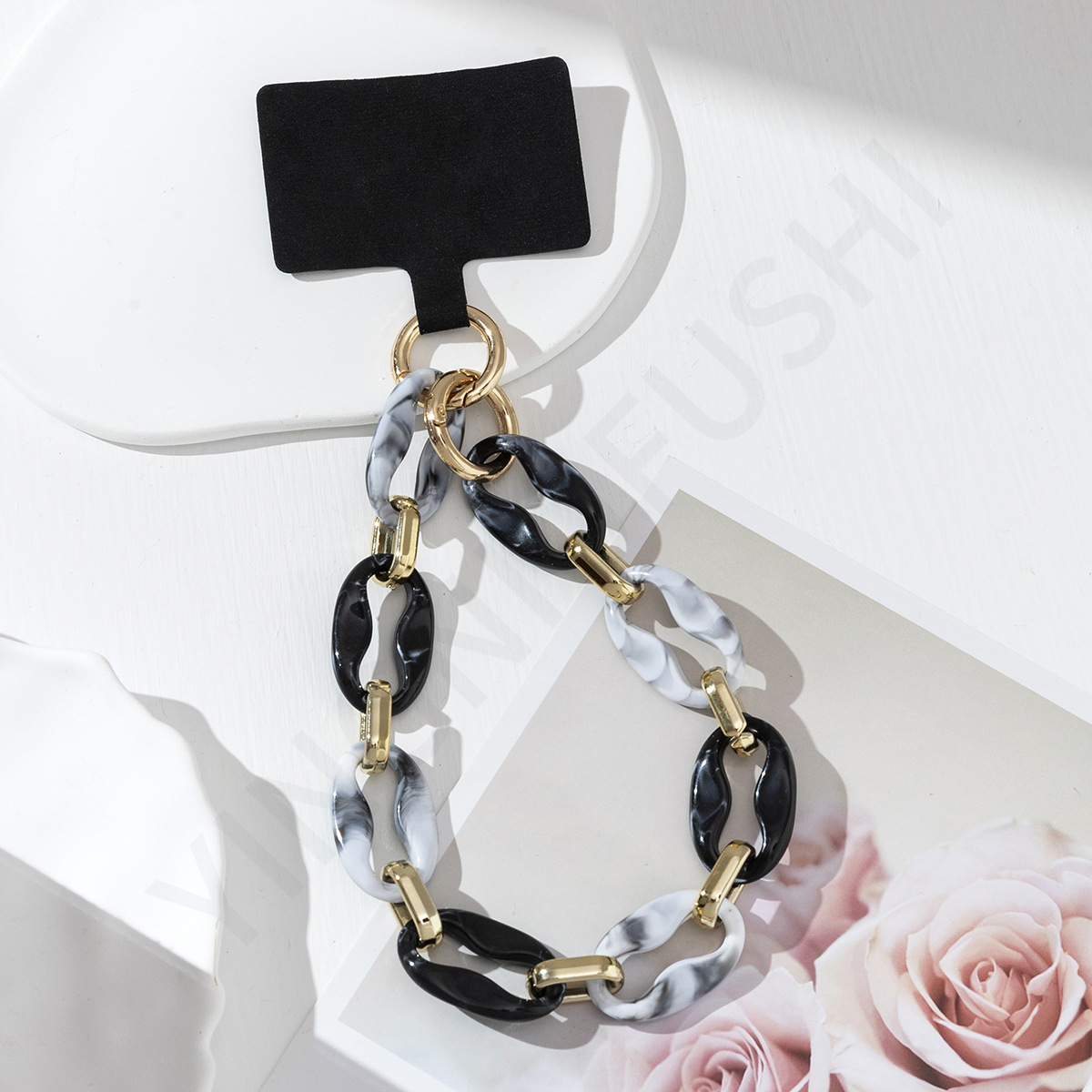 32g Weight Mobile Phone Chain Classification 1 Piece Quantity Alloy Material Oval Pattern Retro, Classic Style Style Retro Classic Style Oval Arylic Alloy Mobile Phone Chain 6