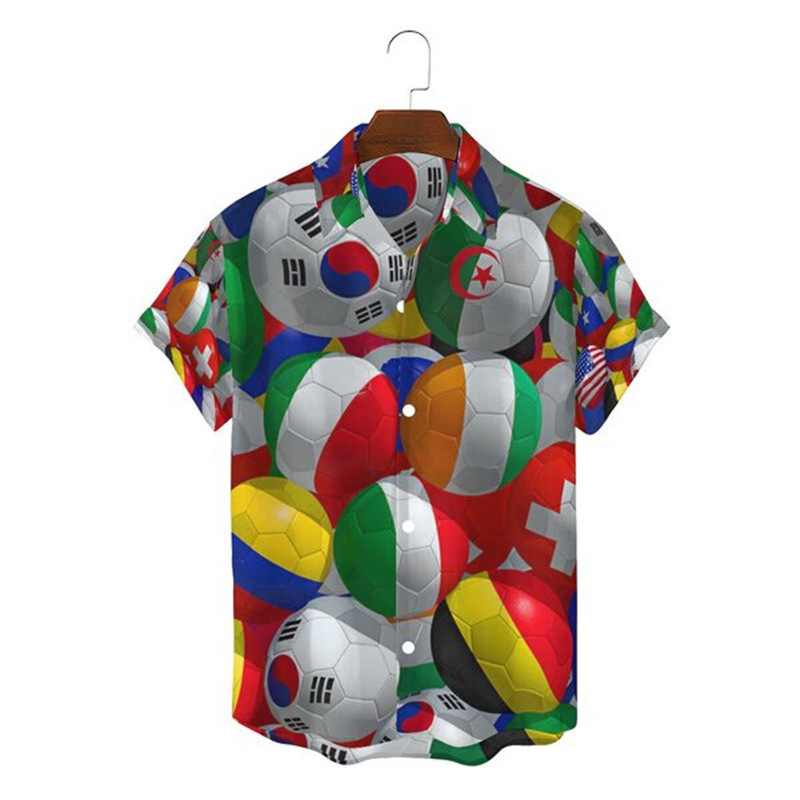 Camisa de manga corta con estampado de primavera y verano transfronterizo de estilo de playa casual hawaiano geométrico de manga corta para hombres Camisa 2024 nuevo estilo