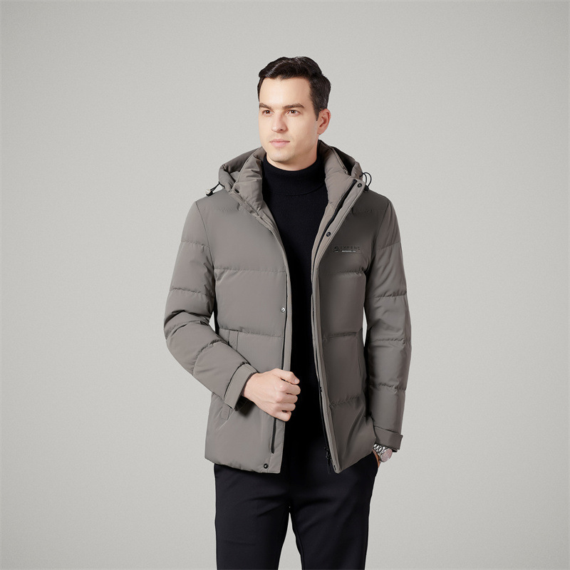 Brand Fashion Hooded down Jacket Men 2025 New Casual Young Middle-Aged Men's Thickened Warm White Duck down Jacket