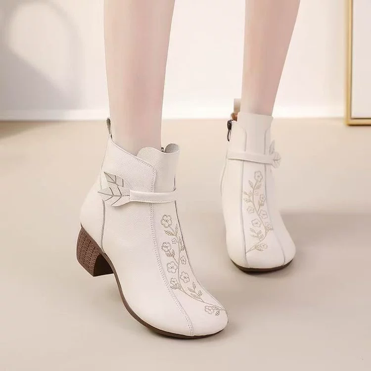 Национальный стиль ретро короткие сапоги женский осенью и зимой плюс бархат теплая чистая шерсть хлопчатобумажные сапоги Мартин сапоги среднего и пожилого возраста мама обувь кожаные сапоги