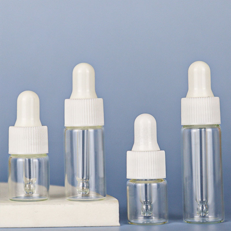 Botella de goteo botella de aceite esencial botella de esencia cosmética líquido muestra pequeña botella vacía portátil botella de vidrio 5 / 10ml