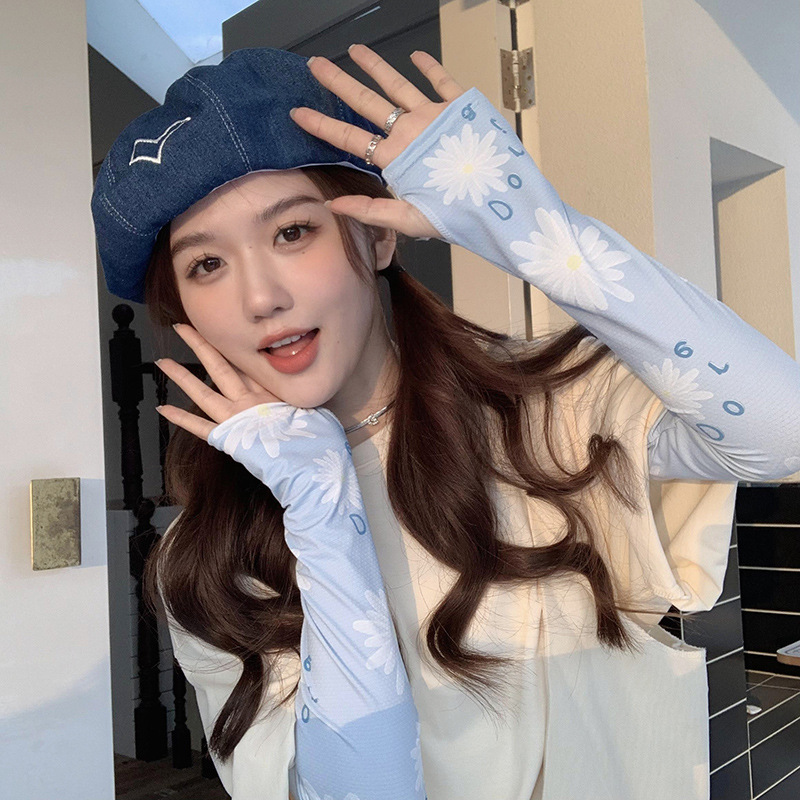 Margarita sol protección ovisleeve verano de las mujeres al aire libre de conducción protección UV protección del brazo delgada transpirable seda de hielo ovisleeve