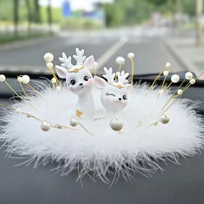creative car Little Deer — Car ornaments - white-small-fairy-deer-round-pearl-pad-send-no-trace-glue-10