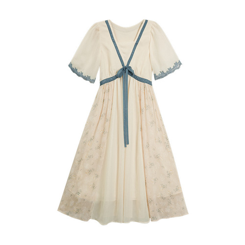 Pregnant women's summer outfit, national style retro dress