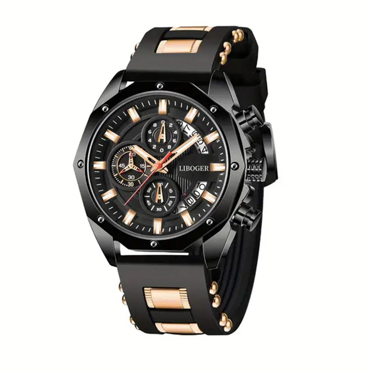 Men's Fashion Silicone Tape Multi functional Calendar Sports Watch_voghion.com