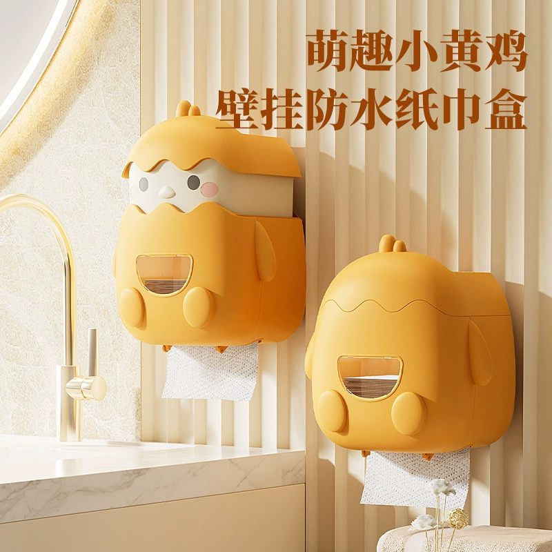 Настенная коробка для салфеток, коробка для хранения в ванной комнате без перфорации, коробка для салфеток с курицей в мультяшном стиле, универсальная гостиная