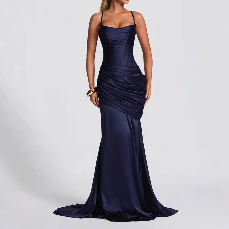 European and American 2025 Cross-Border Women's Fashion Sexy Long Strap Dress Banquet Party Dress Slim Elegant Dress