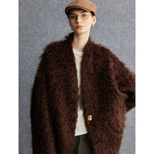 荣太老钱风柔软马海毛羊毛廓形气质短大衣女2025秋冬优雅毛呢外套