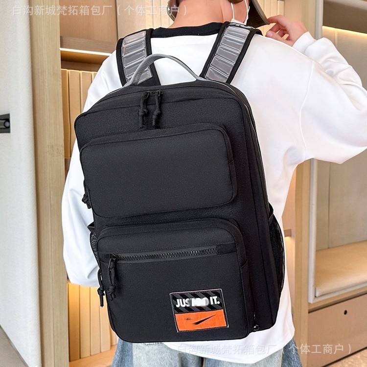 Backpack with Letter Air Cushion, Backpack for Men and Women, School Style, High School Student, Sports, Leisure, Versatile
