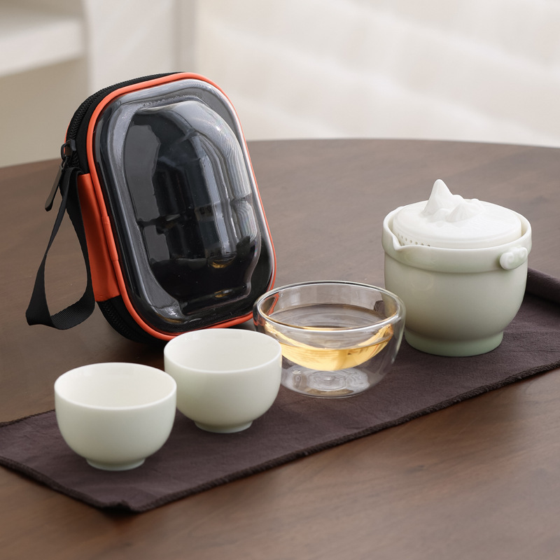 Juego de Té Portátil para Viajes de Vidrio para Camping y Exteriores
