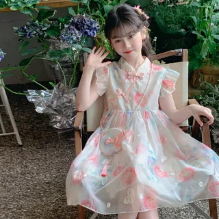 裙连衣裙裙子儿童女大童女童超仙夏季公主新款洋气泡泡袖夏装2025