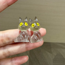 韩系精致小巧透明树脂小猫耳钉简约百搭出勤气质耳饰秋季新款配饰