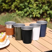 跨境啤酒杯咖啡杯子儿童口杯单层卷边韩式304不锈钢水杯喷漆拉丝