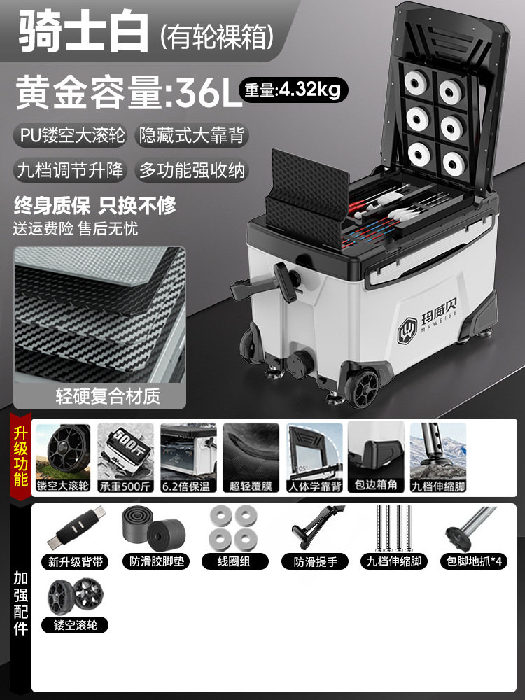 Caja de pesca completa nueva caja de pesca multifuncional ultra ligera de 36 litros, caja de pesca especial de pesca de Taiwán, caja de pesca salvaje, equipo de pesca.