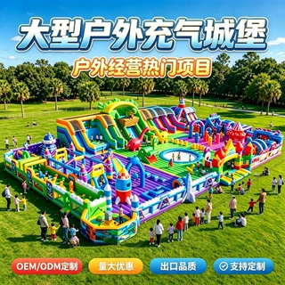 户外巨型充气城堡农庄景区亲子乐园充气蹦蹦床滑梯组合游乐设备