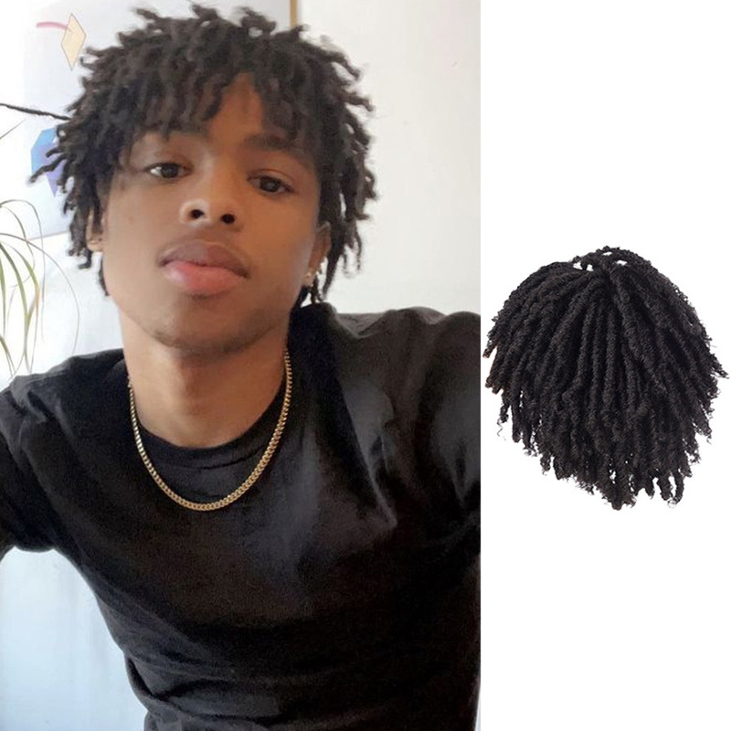 Men's African Dreadlock Wig 6inch Curly Hair Top Wig Spiral Synthetic Fiber Spiral Mesh Style Braided Hair Men's African Dreadlock Wig 6inch Curly Hair Top Wig Spiral Synthetic Fiber Spiral Mesh Style Braided Hair
