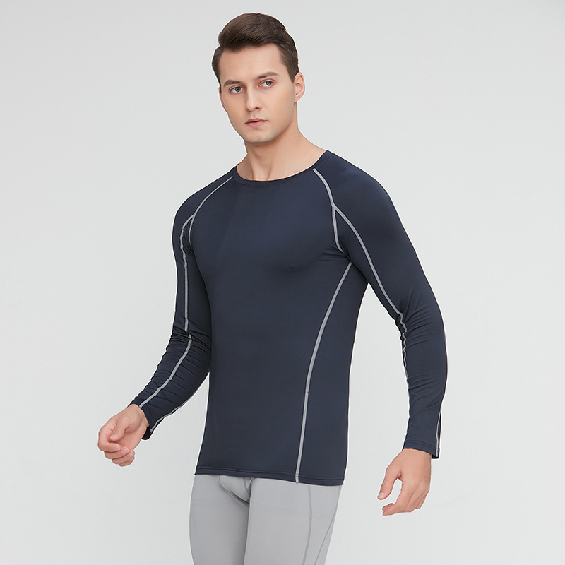 Ropa deportiva para hombre, ropa de compresión ajustada para entrenamiento al aire libre, ropa transpirable de secado rápido para correr y fitness, de manga larga y efecto adelgazante.